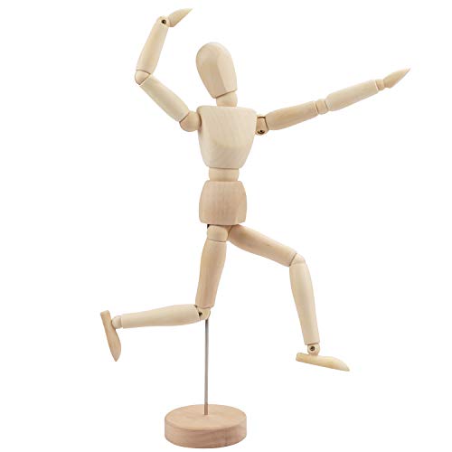 Kurtzy Maniquí de Madera 30,5 cm Cuerpo Humano Figura Articulada para Dibujo - Muñeco Madera Articulaciones Flexibles Artista - Muñeco Articulado Unisex Bocetos y Pinturas - Perfecto para el Hogar