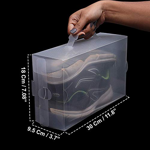 Kurtzy Pack 10 Cajas Guardar Zapatos Plástico Corrugado Transparente por Kurtzy - Organizador Plegable Zapatos Impermeable Reutilizable - Caben Zapatos Pequeños, Medianos - Ideal para Viajes