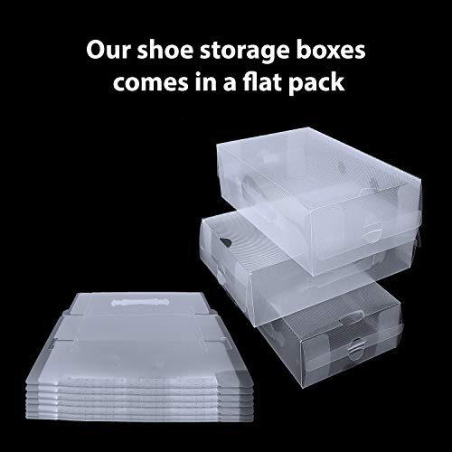 Kurtzy Pack 10 Cajas Guardar Zapatos Plástico Corrugado Transparente por Kurtzy - Organizador Plegable Zapatos Impermeable Reutilizable - Caben Zapatos Pequeños, Medianos - Ideal para Viajes