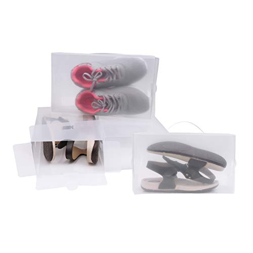 Kurtzy Pack 10 Cajas Guardar Zapatos Plástico Corrugado Transparente por Kurtzy - Organizador Plegable Zapatos Impermeable Reutilizable - Caben Zapatos Pequeños, Medianos - Ideal para Viajes