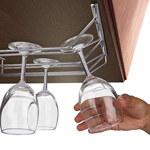 Kurtzy Soporte para Copas de Vino - 34 x 32 x 5,5 cm Soporte de Acero con Tornillos para Champagne, Copas de Vino - Copas Vino Organizador para Hogar Cocina Bar Restaurante