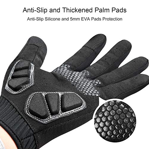 KUTOOK Guantes Ciclismo Largos Transpirables Hombres con Acolchadas De EVA Función Táctil Guantes MTB Gel Antideslizante(Negro,L)