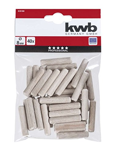 kwb 028-180 Pack de 40 espigas estriadas en haya de 8 mm