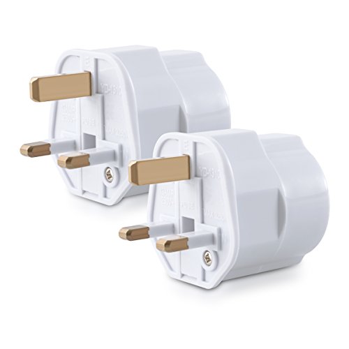 kwmobile 2 adaptadores de Viaje compactos para Inglaterra - Enchufe de Viaje Shuko EU a UK en Blanco