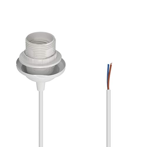 kwmobile 2x Portalámparas E27 con cable y set de montaje - 2 Soportes de techo con cables de 80CM - Lámpara colgante y anillo de fijación en blanco