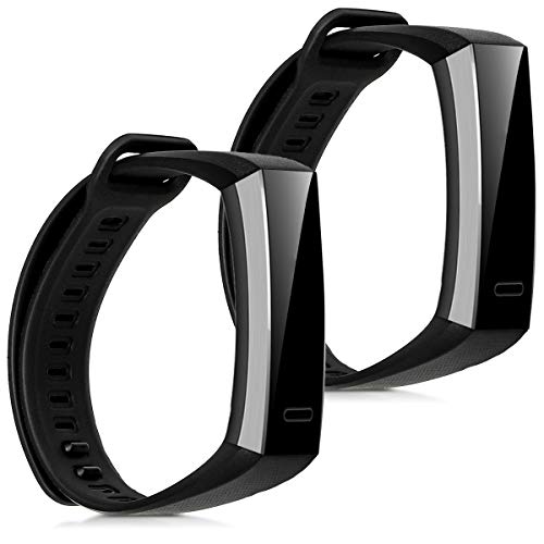 kwmobile 2X Pulsera Compatible con Huawei Band 2 / Band 2 Pro - Brazalete de Silicona Negro sin Fitness Tracker