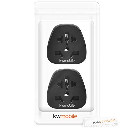 kwmobile Enchufe Adaptador UK-EU - 2 Adaptadores de Viaje con Entrada del Reino Unido a Enchufe Europeo - Set de adaptadores para Viajes en Negro kwmobile Enchufe Adaptador UK-EU - 2 Adaptadores de Viaje con Entrada del Reino Unido a Enchufe Europeo - Set de adaptadores para Viajes en Negro