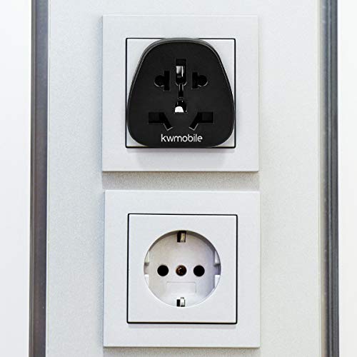 kwmobile Enchufe Adaptador UK-EU - 2 Adaptadores de Viaje con Entrada del Reino Unido a Enchufe Europeo - Set de adaptadores para Viajes en Negro kwmobile Enchufe Adaptador UK-EU - 2 Adaptadores de Viaje con Entrada del Reino Unido a Enchufe Europeo - Set de adaptadores para Viajes en Negro