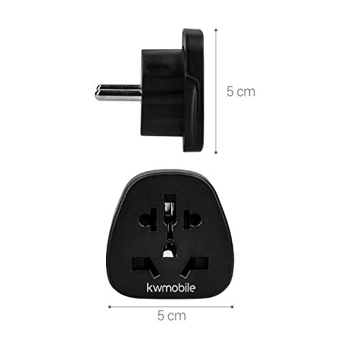 kwmobile Enchufe Adaptador UK-EU - 2 Adaptadores de Viaje con Entrada del Reino Unido a Enchufe Europeo - Set de adaptadores para Viajes en Negro