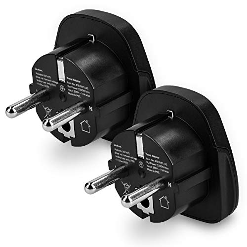 kwmobile Enchufe Adaptador UK-EU - 2 Adaptadores de Viaje con Entrada del Reino Unido a Enchufe Europeo - Set de adaptadores para Viajes en Negro kwmobile Enchufe Adaptador UK-EU - 2 Adaptadores de Viaje con Entrada del Reino Unido a Enchufe Europeo - Set de adaptadores para Viajes en Negro