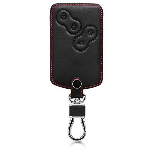 kwmobile Funda Compatible con Renault Llave de Coche de 4 Botones (Solo Keyless Go) - Cubierta de Cuero sintético - Case para Mando de Auto en Negro