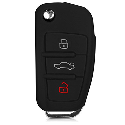 kwmobile Funda de Silicona Compatible con Audi Llave de Coche Plegable de 3 Botones - Carcasa Suave de Silicona - Case Mando de Auto Negro kwmobile Funda de Silicona Compatible con Audi Llave de Coche Plegable de 3 Botones - Carcasa Suave de Silicona - Case Mando de Auto Negro