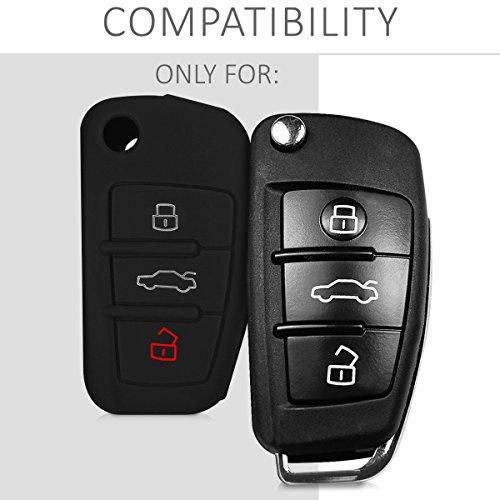kwmobile Funda de Silicona Compatible con Audi Llave de Coche Plegable de 3 Botones - Carcasa Suave de Silicona - Case Mando de Auto Negro kwmobile Funda de Silicona Compatible con Audi Llave de Coche Plegable de 3 Botones - Carcasa Suave de Silicona - Case Mando de Auto Negro