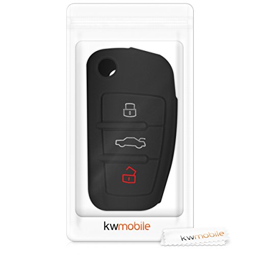 kwmobile Funda de Silicona Compatible con Audi Llave de Coche Plegable de 3 Botones - Carcasa Suave de Silicona - Case Mando de Auto Negro kwmobile Funda de Silicona Compatible con Audi Llave de Coche Plegable de 3 Botones - Carcasa Suave de Silicona - Case Mando de Auto Negro
