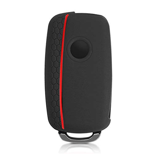 kwmobile Funda de Silicona Compatible con VW Skoda Seat Llave de Coche de 3 Botones - Carcasa Suave de Silicona - Case Mando de Auto Negro/Rojo kwmobile Funda de Silicona Compatible con VW Skoda Seat Llave de Coche de 3 Botones - Carcasa Suave de Silicona - Case Mando de Auto Negro/Rojo