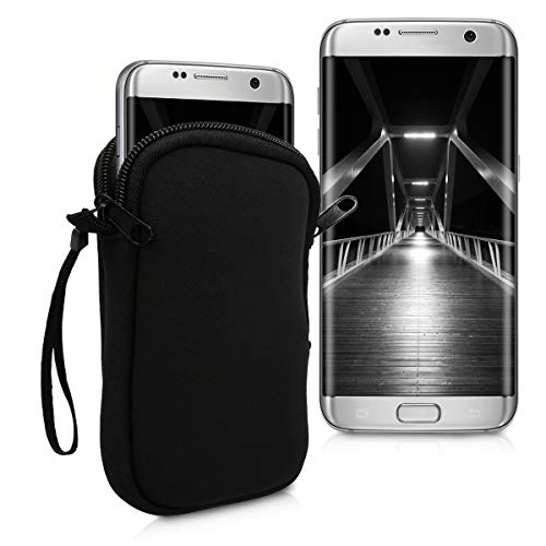 kwmobile Funda para móviles de L - 6,5" - Estuche de Neopreno con Cierre para móvil - Carcasa en Negro