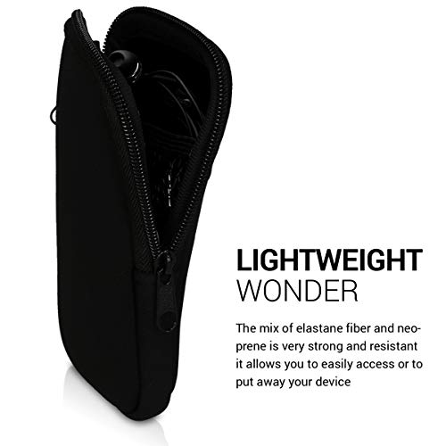 kwmobile Funda para móviles de L - 6,5" - Estuche de Neopreno con Cierre para móvil - Carcasa en Negro