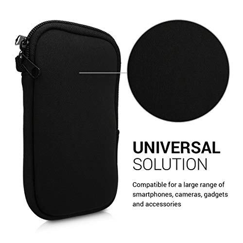 kwmobile Funda para móviles de L - 6,5" - Estuche de Neopreno con Cierre para móvil - Carcasa en Negro