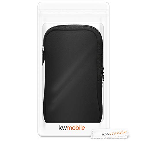 kwmobile Funda para móviles de L - 6,5" - Estuche de Neopreno con Cierre para móvil - Carcasa en Negro