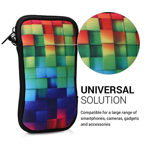 kwmobile Funda Universal para móvil de L - 6,5" - Estuche de Neopreno con Cierre - Carcasa Cubos Colores
