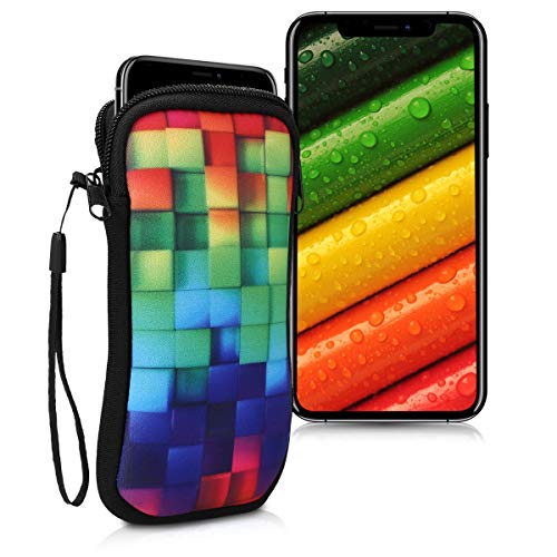 kwmobile Funda Universal para móvil de L - 6,5" - Estuche de Neopreno con Cierre - Carcasa Cubos Colores