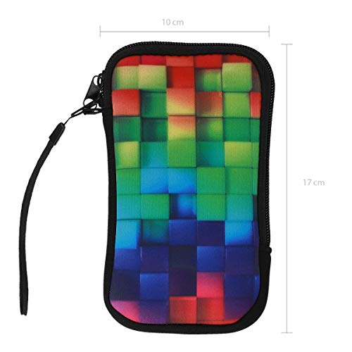 kwmobile Funda Universal para móvil de L - 6,5" - Estuche de Neopreno con Cierre - Carcasa Cubos Colores