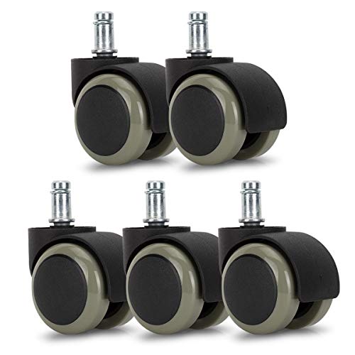 kwmobile Navaris Ruedas para Silla de Oficina de 10MM - Set de 5 Ruedas de 50MM de diámetro - Ruedas de Repuesto giratorias de Goma Anti rayaduras - Gris kwmobile Navaris Ruedas para Silla de Oficina de 10MM - Set de 5 Ruedas de 50MM de diámetro - Ruedas de Repuesto giratorias de Goma Anti rayaduras - Gris