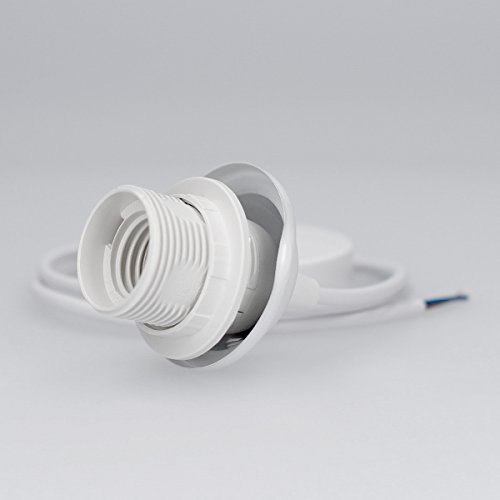 kwmobile Portalámparas E27 de 90 CM con soporte de techo - Lámpara para techo con cable blanco - Lámpara colgante con fijación para el techo kwmobile Portalámparas E27 de 90 CM con soporte de techo - Lámpara para techo con cable blanco - Lámpara colgante con fijación para el techo