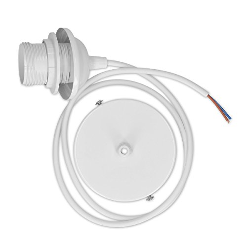 kwmobile Portalámparas E27 de 90 CM con soporte de techo - Lámpara para techo con cable blanco - Lámpara colgante con fijación para el techo kwmobile Portalámparas E27 de 90 CM con soporte de techo - Lámpara para techo con cable blanco - Lámpara colgante con fijación para el techo