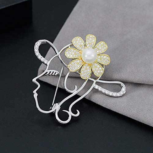 KYEEY Broche La Sra. Flor Giratoria Retrato Pequeña Fragancia Linda Accesorios de Disfraces Broche for la Mujer Accesorios de Ropa Broche for Las Mujeres Ocasión Hermosa o Casual Adecuado para Damas