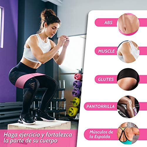 KYG Bandas Elásticas Musculación, Elásticos de Fitness con 3 Niveles de Resistencia y Antideslizantes, para Ejercicios Glúteos Brazos y Piernas, Ideal para Crossfitness Yoga Pilates Rutina HIIT