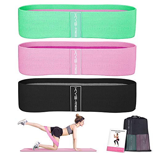 KYG Bandas Elásticas Musculación, Elásticos de Fitness con 3 Niveles de Resistencia y Antideslizantes, para Ejercicios Glúteos Brazos y Piernas, Ideal para Crossfitness Yoga Pilates Rutina HIIT