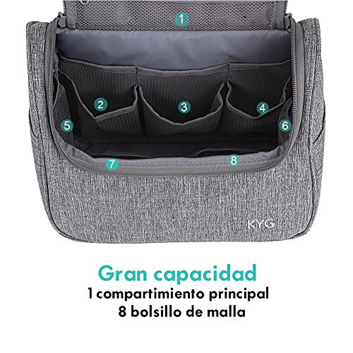 KYG Bolsa de Aseo Colgante Organizador Cosmético de Viaje Ducha Bolsa de Baño para Hombres Mujeres Resistente al Agua Gris KYG Bolsa de Aseo Colgante Organizador Cosmético de Viaje Ducha Bolsa de Baño para Hombres Mujeres Resistente al Agua Gris