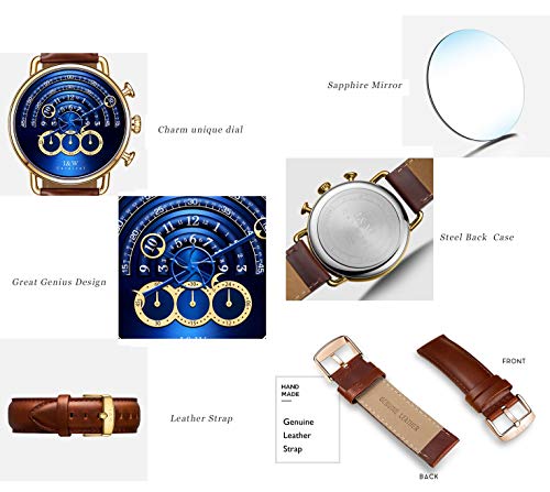 KYLINDRE Reloj de Moda, Mens Relojes único Cool diseño Creativo Cronógrafo Deporte Impermeable rotación de Cuarzo Concepto Reloj de Pulsera,K1