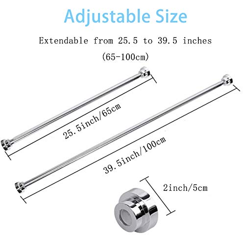 KZGRIT Barra de cortina de ducha, acero inoxidable, sin perforación y óxido, antideslizante, barra telescópica extensible para clóset, baño, ventanas o puertas (65-100cm) KZGRIT Barra de cortina de ducha, acero inoxidable, sin perforación y óxido, antideslizante, barra telescópica extensible para clóset, baño, ventanas o puertas (65-100cm)
