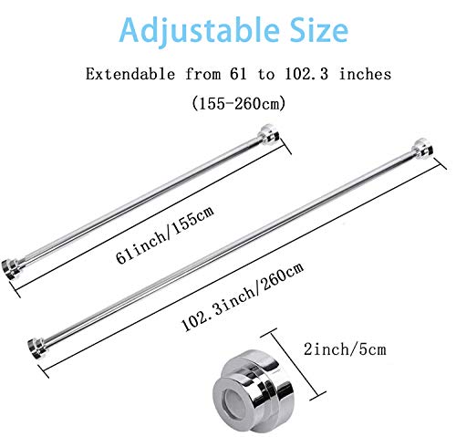 KZGRIT Barra para Cortinas de Ducha, Acero Inoxidable, Sin Perforación & Óxido, Antideslizante, Barra Telescópica Extensible Ajustable para Armario, Baño, Ventanas o Puertas(155-260cm) KZGRIT Barra para Cortinas de Ducha, Acero Inoxidable, Sin Perforación & Óxido, Antideslizante, Barra Telescópica Extensible Ajustable para Armario, Baño, Ventanas o Puertas(155-260cm)