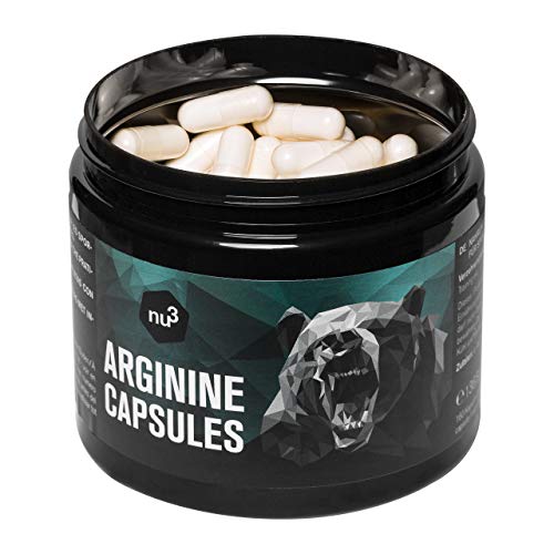 L-Arginina 160 cápsulas de nu3 – Comprimidos con 2200 mg - Dosis pura diaria controlada – Amino semi esencial para atletas de alto rendimiento – Mejora la masa muscular – Suplemento vegano