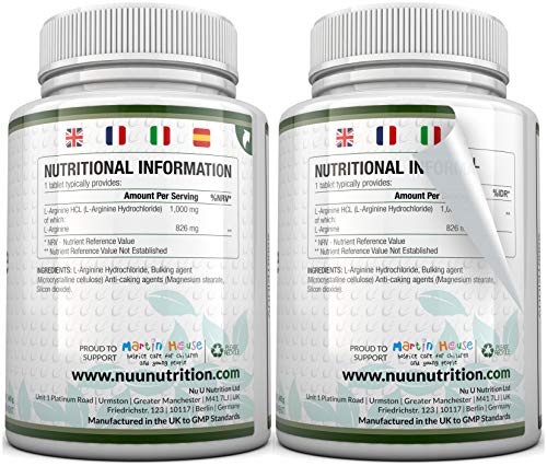 L-Arginina 4000-365 Comprimidos Vegetarianos y Veganos, Suministro Hasta Para Un Año de L-Arginina HCL, 1000 mg por Comprimido, Más Potente Que las Cápsulas de L-Arginina de las Marcas Competidoras L-Arginina 4000-365 Comprimidos Vegetarianos y Veganos, Suministro Hasta Para Un Año de L-Arginina HCL, 1000 mg por Comprimido, Más Potente Que las Cápsulas de L-Arginina de las Marcas Competidoras