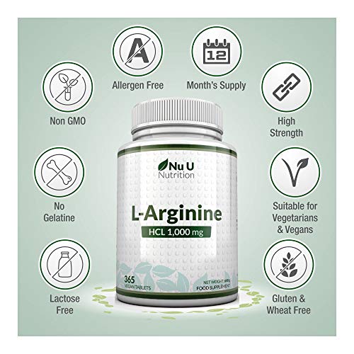 L-Arginina 4000-365 Comprimidos Vegetarianos y Veganos, Suministro Hasta Para Un Año de L-Arginina HCL, 1000 mg por Comprimido, Más Potente Que las Cápsulas de L-Arginina de las Marcas Competidoras L-Arginina 4000-365 Comprimidos Vegetarianos y Veganos, Suministro Hasta Para Un Año de L-Arginina HCL, 1000 mg por Comprimido, Más Potente Que las Cápsulas de L-Arginina de las Marcas Competidoras