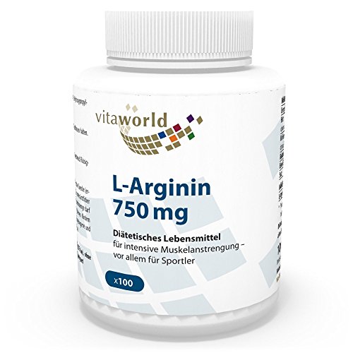 L-Arginina 750mg 100 Cápsulas Vita World Farmacia Alemania Aminoácidos Escenciales Musculación