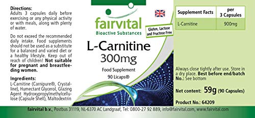 L-Carnitina 300mg - VEGANA - Carnipure líquida encapsulada - Dosis elevada - Ayuda en la pérdida de peso - 90 Cápsulas - Calidad Alemana