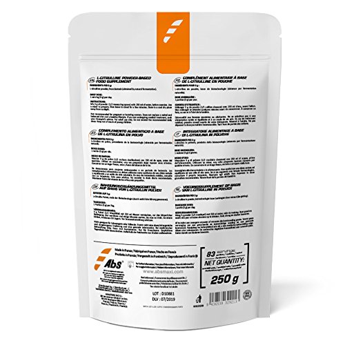 L-CITRULINA EN POLVO * 83 raciones / 250 g * Vasodilatador, recuperación después del ejercicio físico, rendimiento * Garantía de satisfacción o reembolso * Fabricado en Francia L-CITRULINA EN POLVO * 83 raciones / 250 g * Vasodilatador, recuperación después del ejercicio físico, rendimiento * Garantía de satisfacción o reembolso * Fabricado en Francia