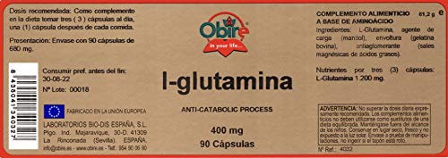 L-glutamina 400 mg. 90 cápsulas.