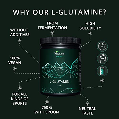 L-Glutamina Vegavero® Sport | PURA SIN ADITIVOS | 750 g en Polvo | Post Entreno | Recuperador Muscular | Dolor Muscular + Agujetas | L Glutamine | Post Workout | Vegana | De Fermentación