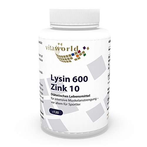 L-Lisina 600mg + Zinc 120 Cápsulas Vita World Farmacia Alemania - Aminoácidos
