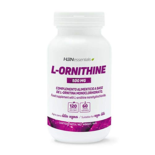 L-Ornitina de HSN | 500mg | Aminoácido para el Metabolismo del Deportista, Apto Vegano, Sin Gluten, Sin Lactosa, 120 Cápsulas Vegetales