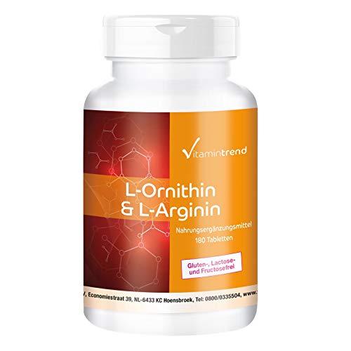 L-Ornitina & L-Arginina -180 Comprimidos - Vegana - Altamente dosificado L-Ornitina & L-Arginina -180 Comprimidos - Vegana - Altamente dosificado
