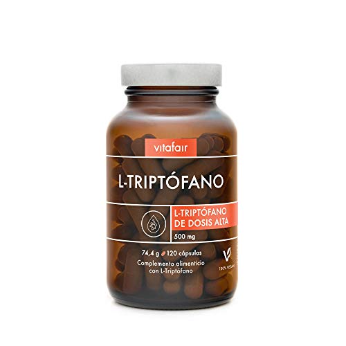 L-Triptófano - 500mg por Porción - 120 Cápsulas - Dosis alta - Precursor Natural de Serotonina y Melatonina (hormona del sueño) - Vegano - Máxima Biodisponibilidad - German Quality