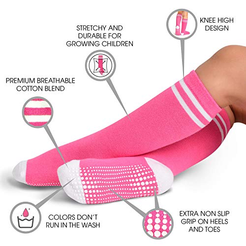 LA Active Calcetines Altos Rodilla Antideslizantes - 5 Pares - para Bebé Niños Niñas Infantil - Algodón (Niñas Rayas Atléticas Variedad Multicolor, 6-12 Meses) LA Active Calcetines Altos Rodilla Antideslizantes - 5 Pares - para Bebé Niños Niñas Infantil - Algodón (Niñas Rayas Atléticas Variedad Multicolor, 6-12 Meses)