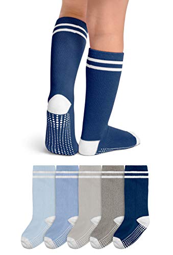LA Active Calcetines Altos Rodilla Antideslizantes - 5 Pares - para Bebé Niños Niñas Infantil - Algodón (Niños Rayas Atléticas Variedad Multicolor, 6-12 Meses) LA Active Calcetines Altos Rodilla Antideslizantes - 5 Pares - para Bebé Niños Niñas Infantil - Algodón (Niños Rayas Atléticas Variedad Multicolor, 6-12 Meses)